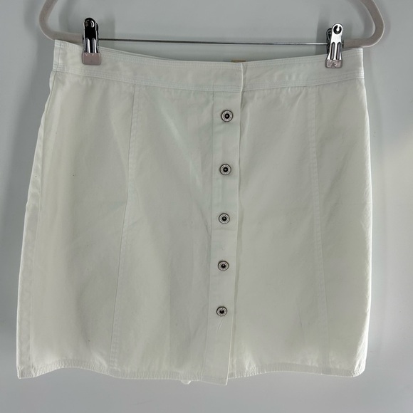Kate Hill Petite Skort Women's 14P (Waist 32in) Ivory, Cotton Twill Front Snaps - Picture 2 of 12